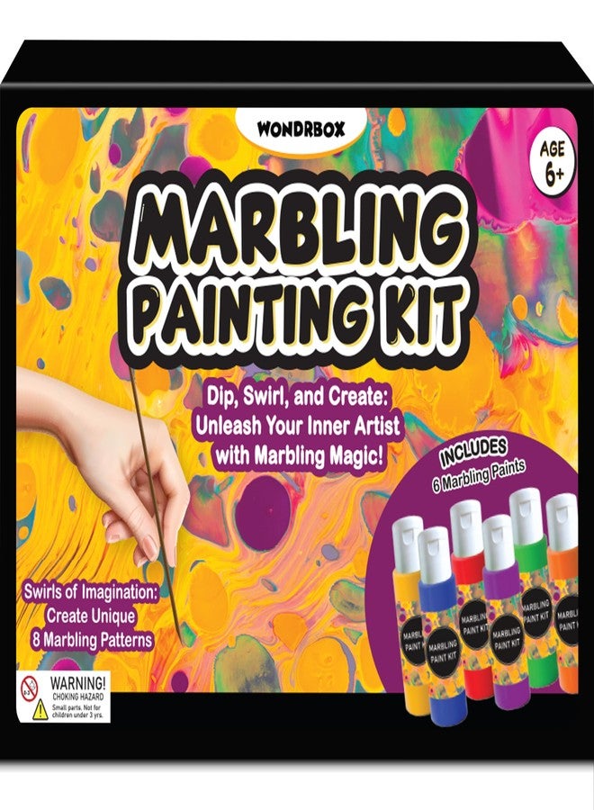WONDRBOX Marbling Painting Kit, Water Marbling Kit for Kids, Art & Craft Kits, Supplies, DIY Creative Activity, Gifts for Girls & Boys Ages 6, 7, 8, 9, 10, 11, 12, Multicolor - Image 1